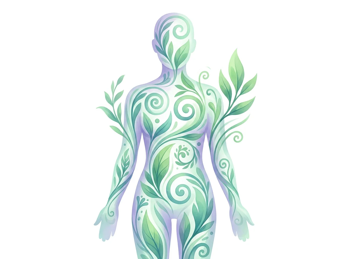 Abstract botanical wellness illustration representing everyday energy and vitality